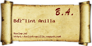 Bálint Anilla névjegykártya